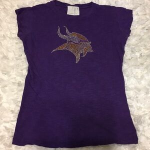 Minnesota Vikings Purple Short Sleeve Tee with Rhinestone Design